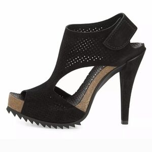 Pedro Garcia Petunia Perforated Suede Sandal Black Women's 38